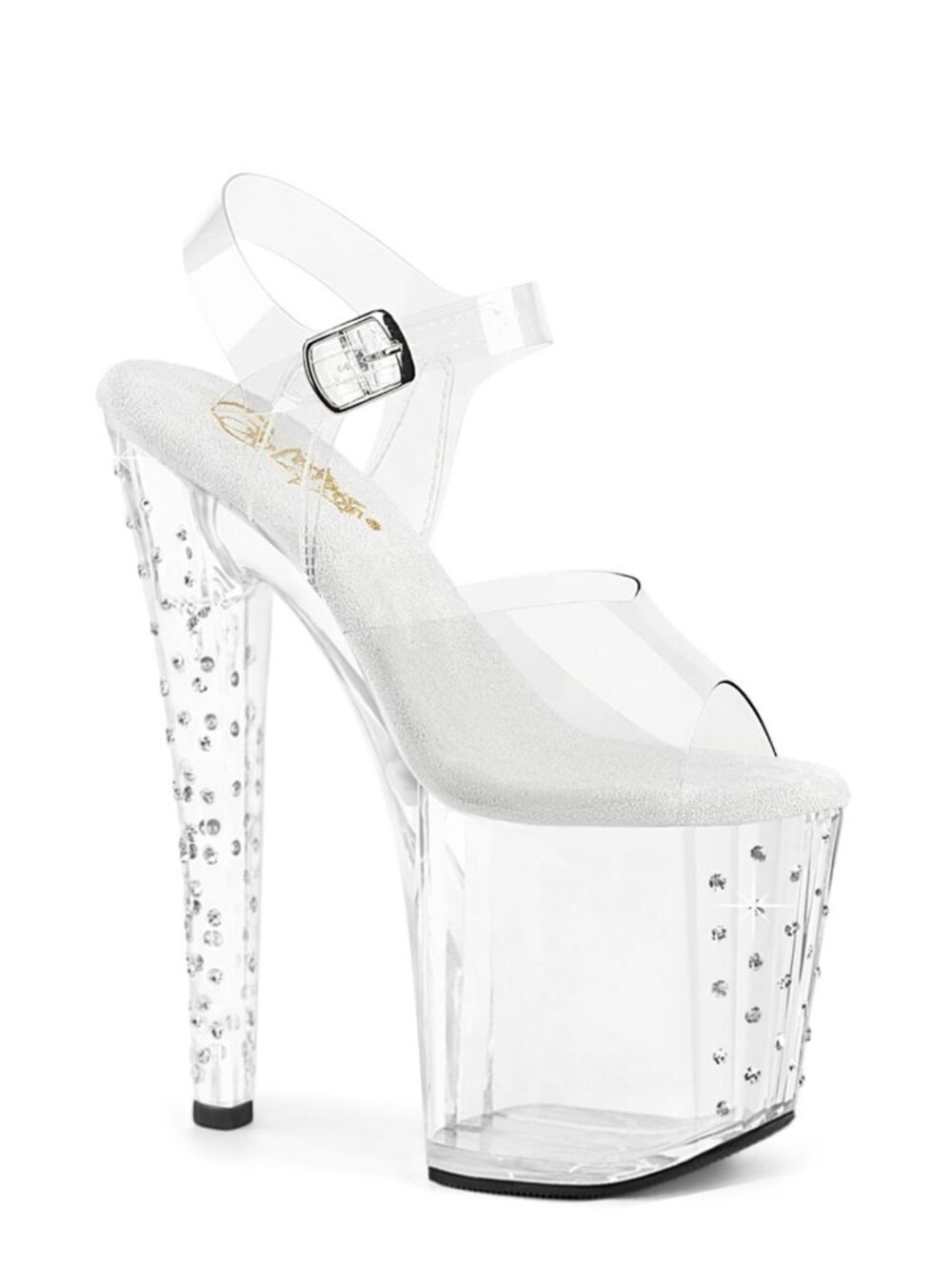 Pleaser Enchant 708RS Clear Platform High Heels with Rhinestones